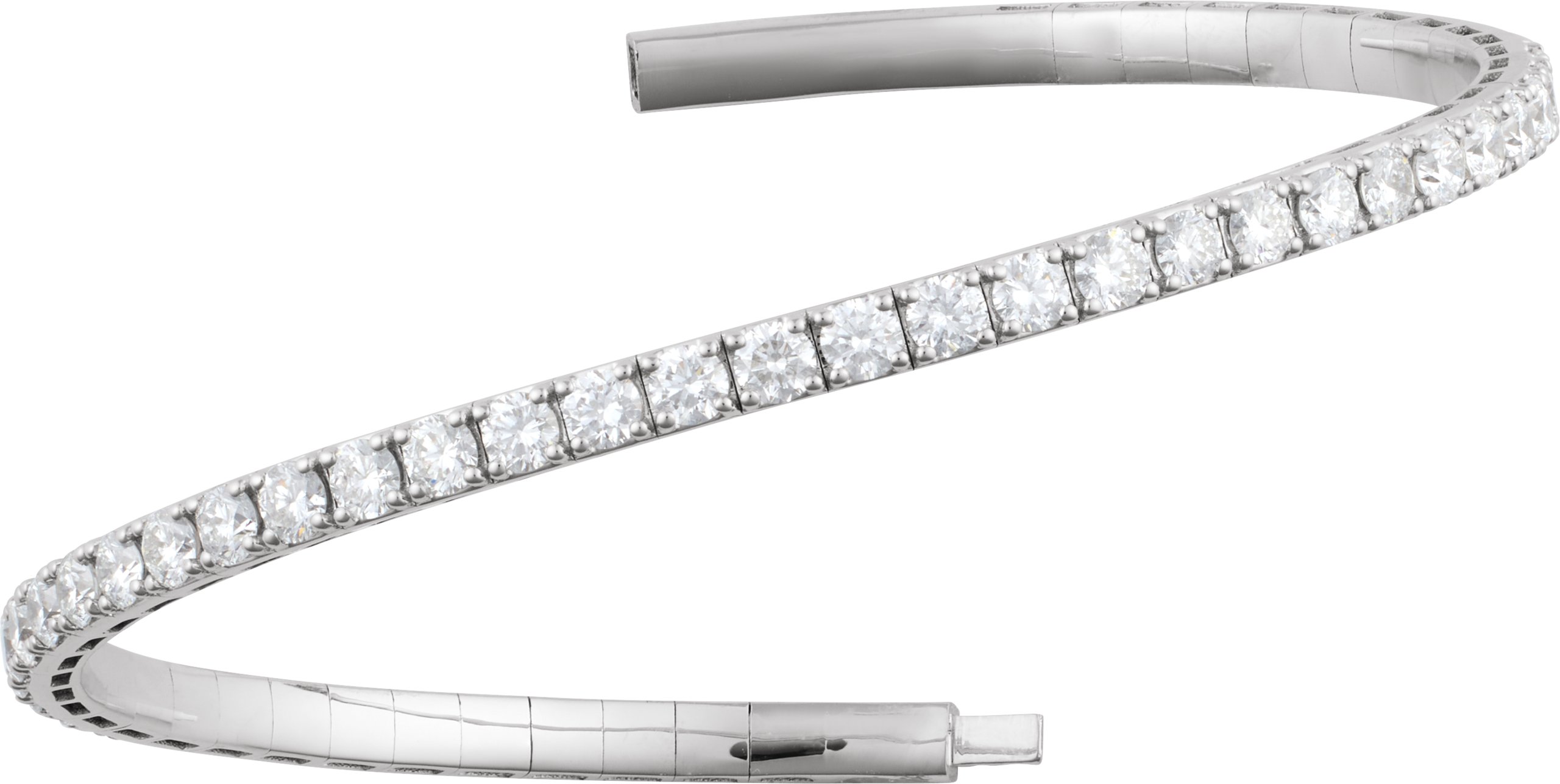 14K White Gold 3 CTW Lab-Grown Diamond  Flexible Bangle 7 Bracelet