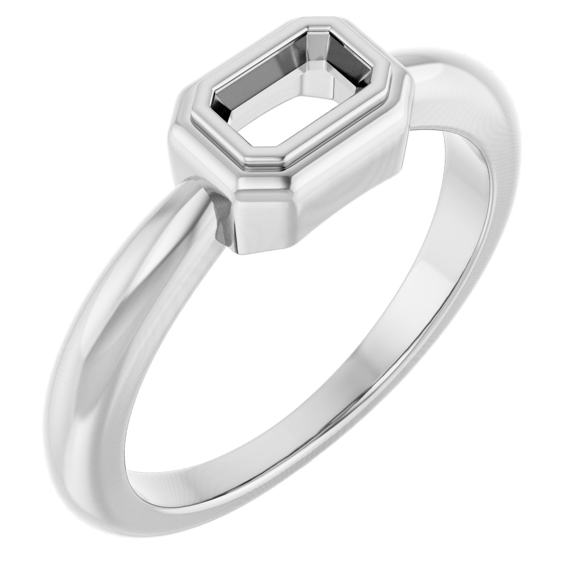 14K White 5x3 mm Emerald Ring Mounting