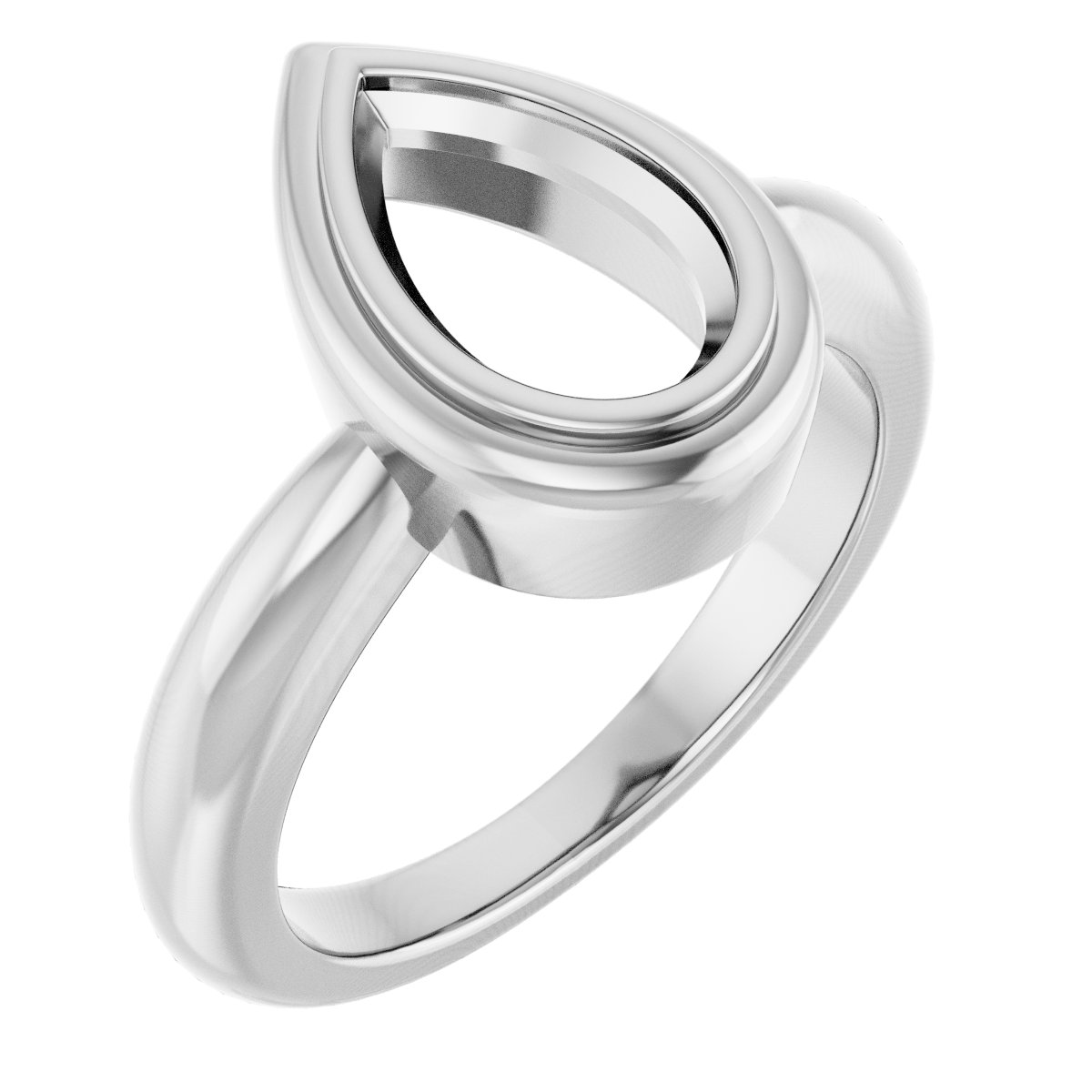 14K White 10x6 mm Pear Ring Mounting