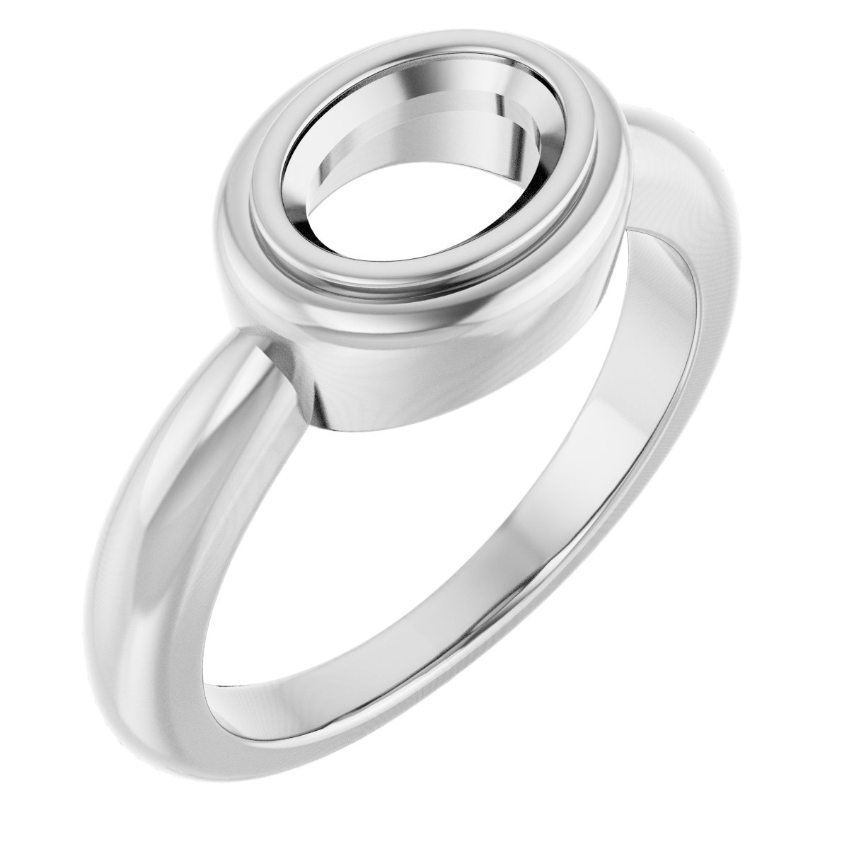 14K White 7.5x5.5 mm Oval Ring Mounting