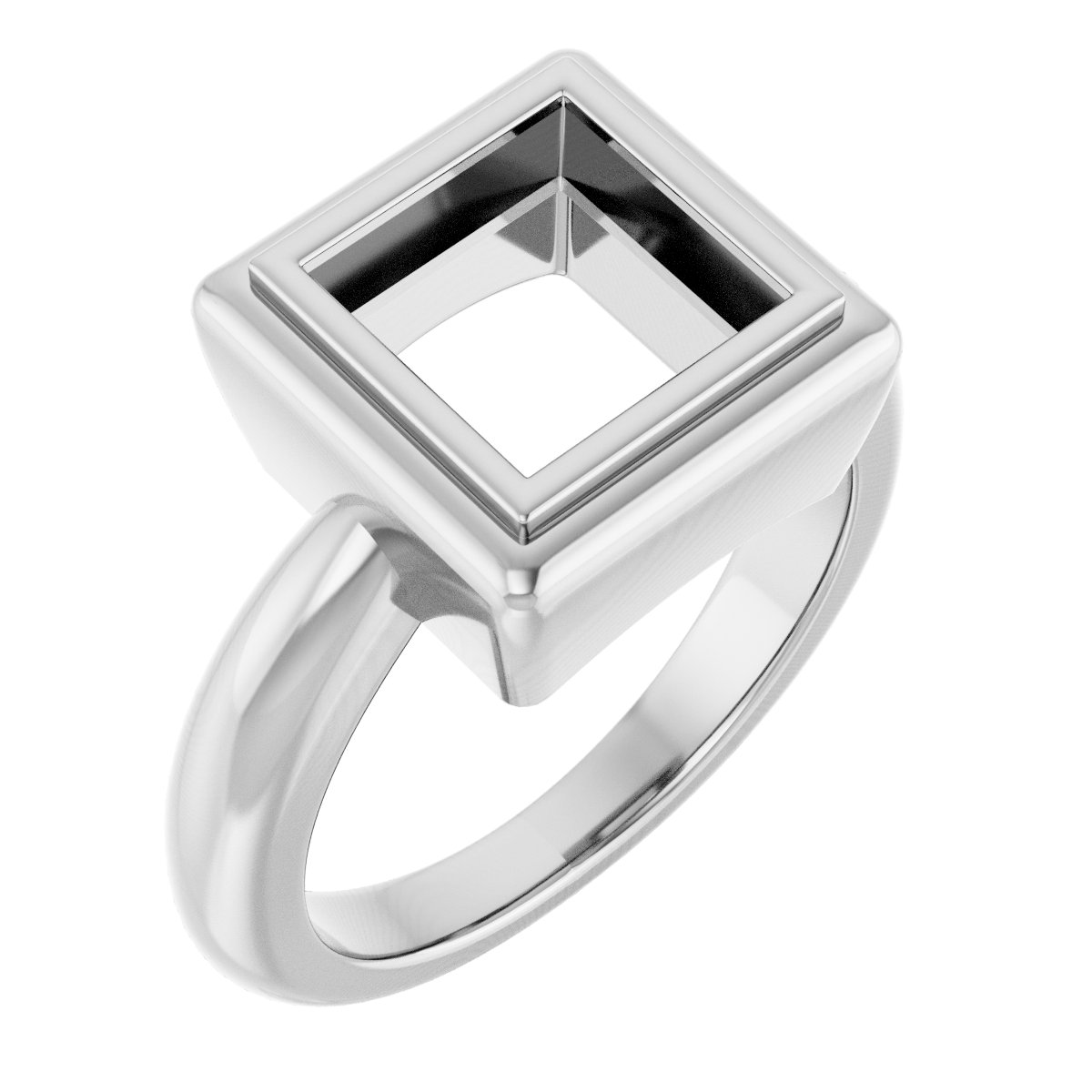 14K White 7.5x7.5 mm Square Ring Mounting