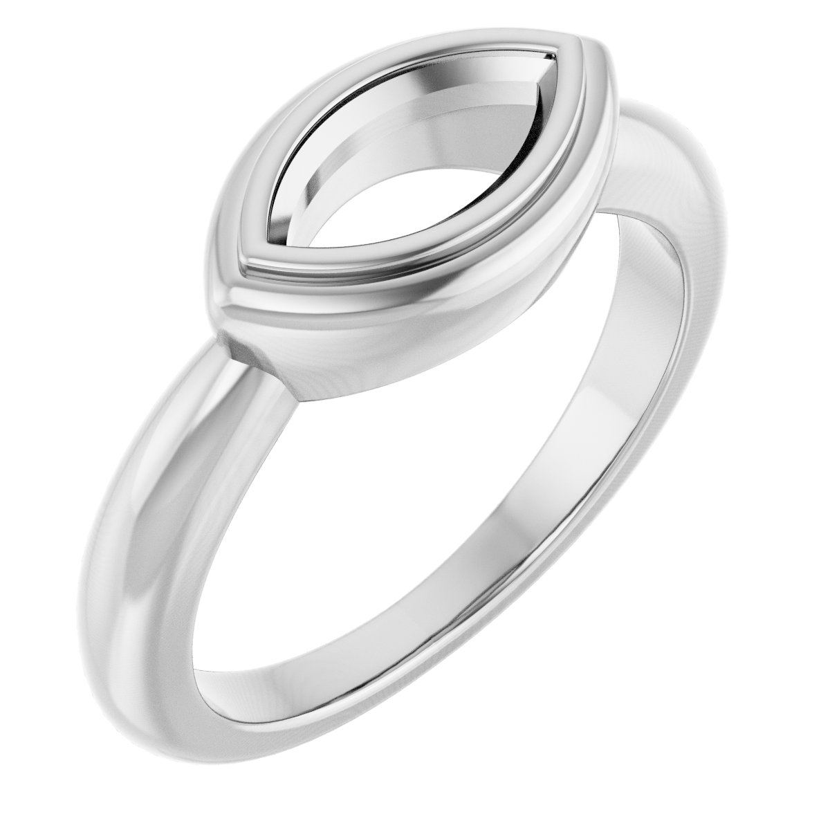14K White 9x4.5 mm Marquise Ring Mounting