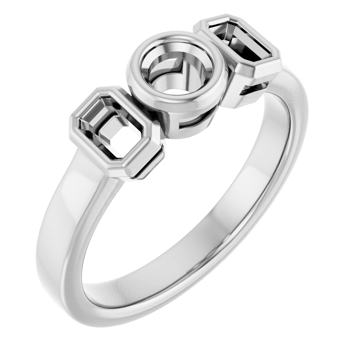 Bezel-Set Three-Stone Engagement Ring
