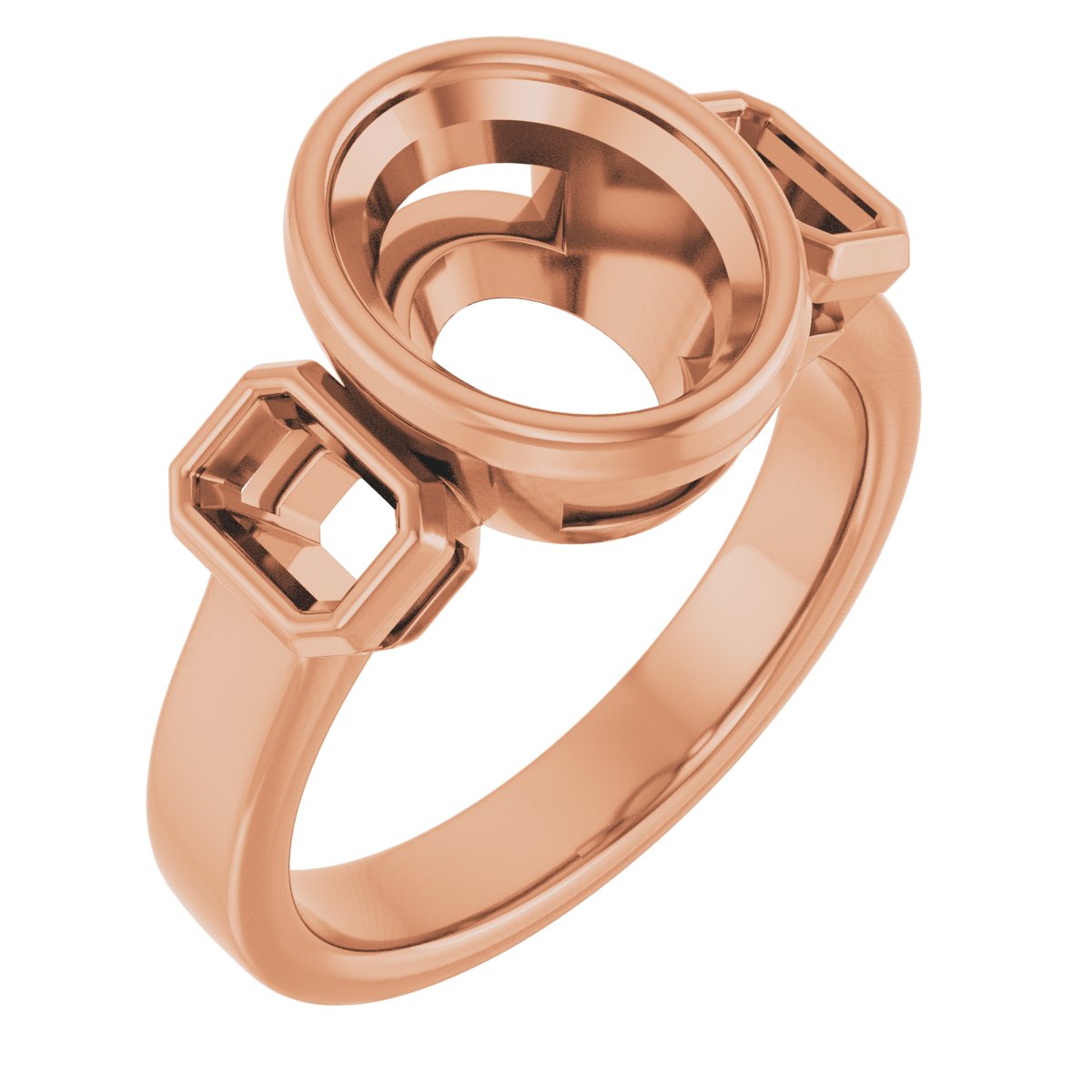 Bezel-Set Three-Stone Engagement Ring