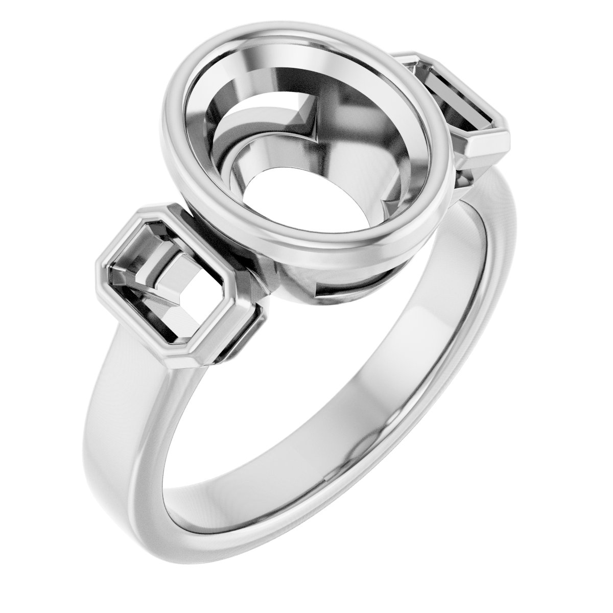 Bezel-Set Three-Stone Engagement Ring