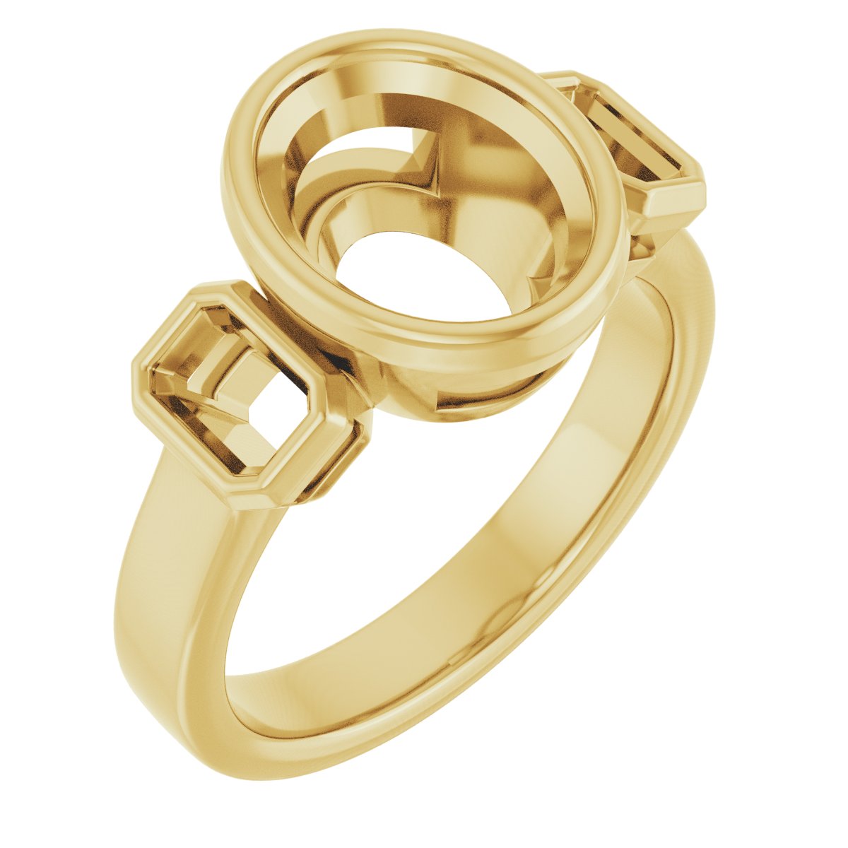 Bezel-Set Three-Stone Engagement Ring
