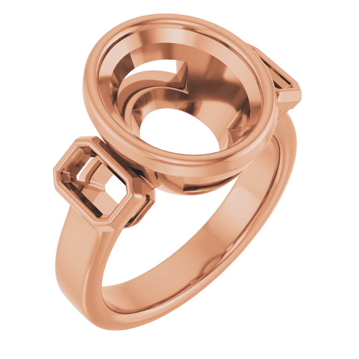 Bezel-Set Three-Stone Engagement Ring