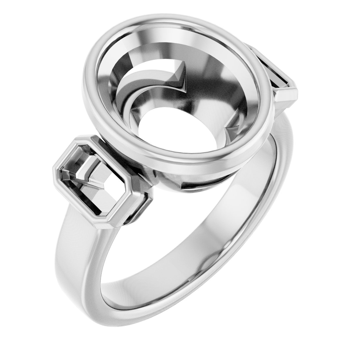 Bezel-Set Three-Stone Engagement Ring