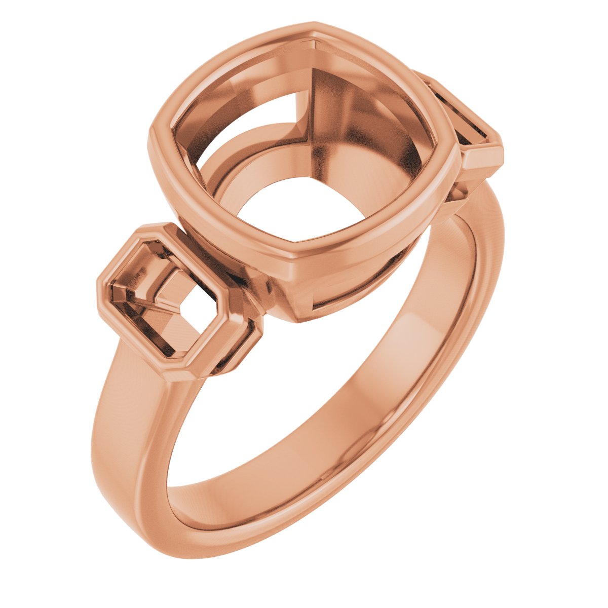 Bezel-Set Three-Stone Engagement Ring