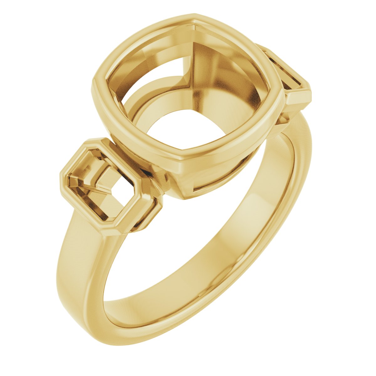 Bezel-Set Three-Stone Engagement Ring