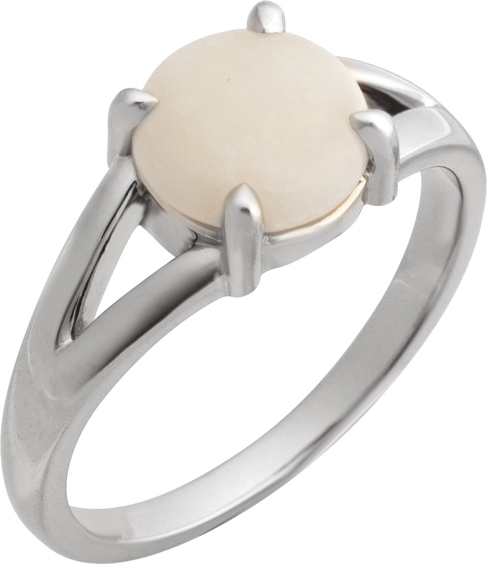 Platinum Natural White Opal Cabochon Ring Ref 22391686