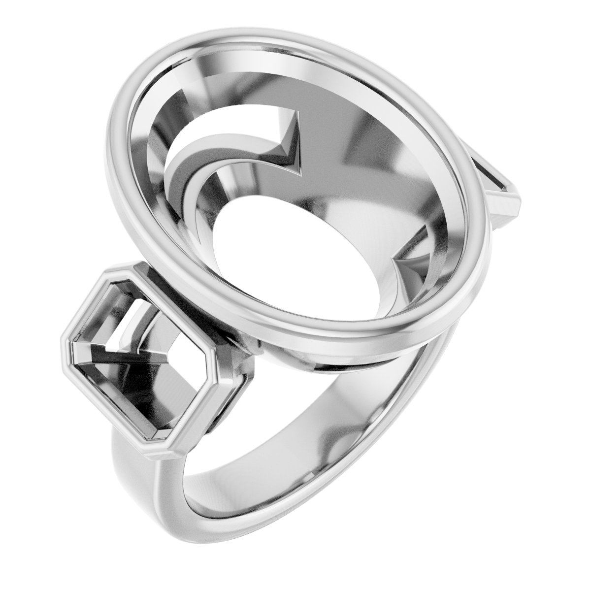 Bezel-Set Three-Stone Engagement Ring