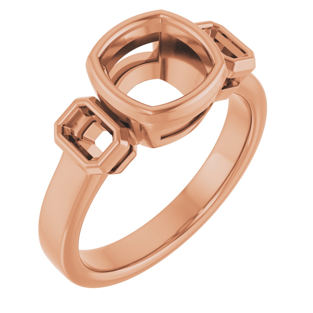 Bezel-Set Three-Stone Engagement Ring