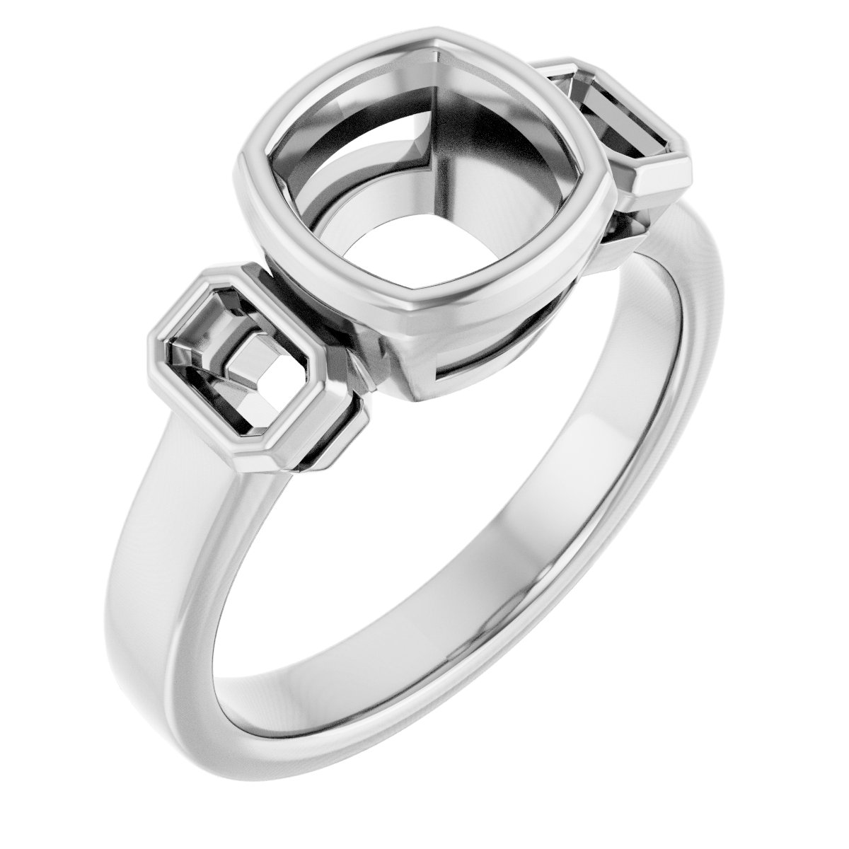 Bezel-Set Three-Stone Engagement Ring