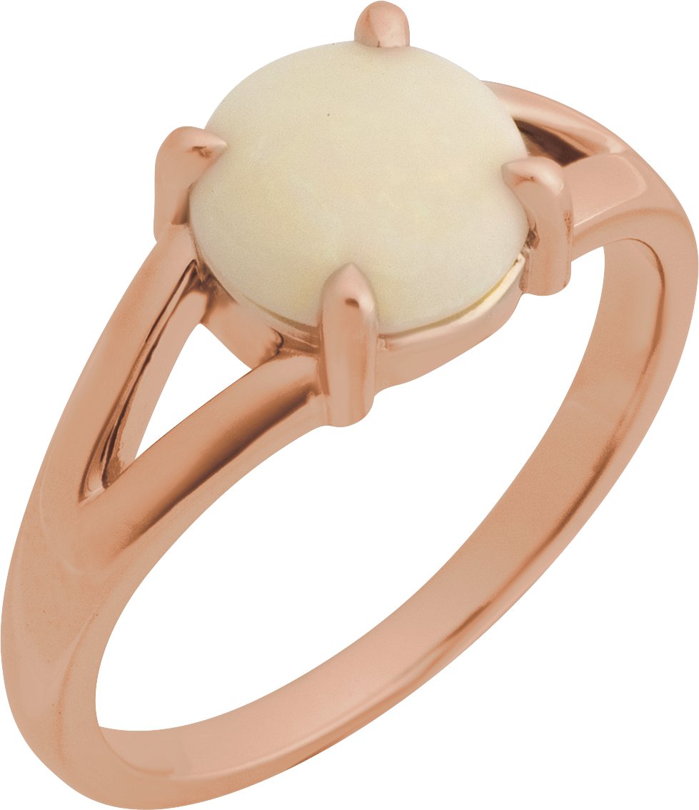 14K Rose Natural White Opal Cabochon Ring Ref 22391701