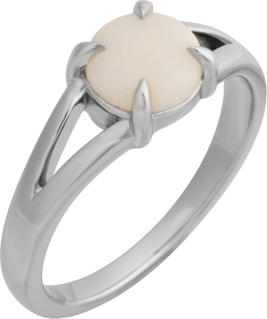 14K White Natural White Opal Cabochon Ring Ref 22391641