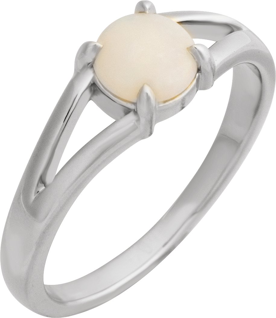 Sterling Silver Natural White Opal Cabochon Ring Ref 22391731