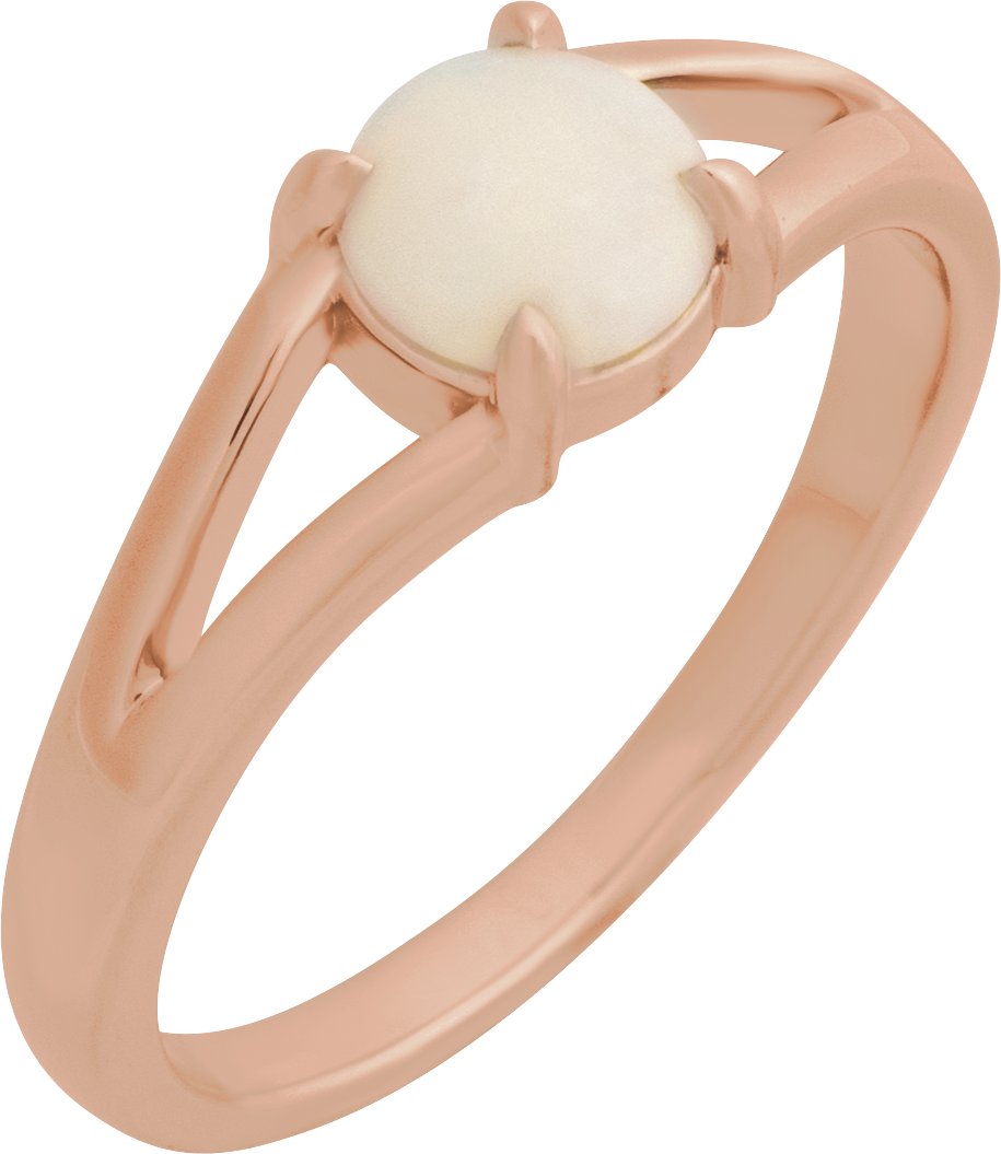 14K Rose Natural White Opal Cabochon Ring Ref 22391718