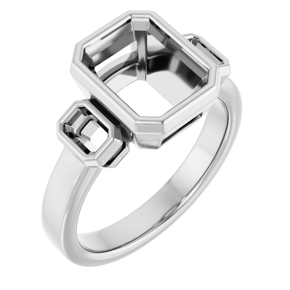 Bezel-Set Three-Stone Engagement Ring