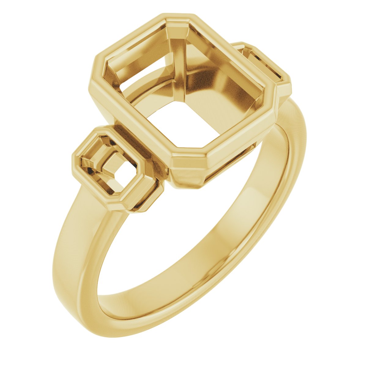 Bezel-Set Three-Stone Engagement Ring