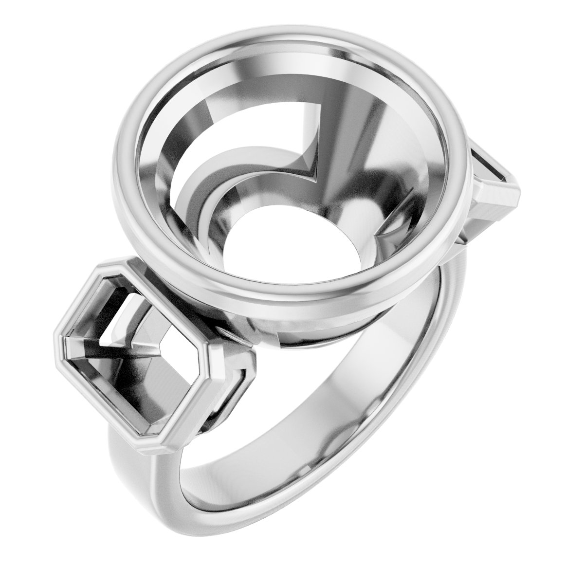 Bezel-Set Three-Stone Engagement Ring