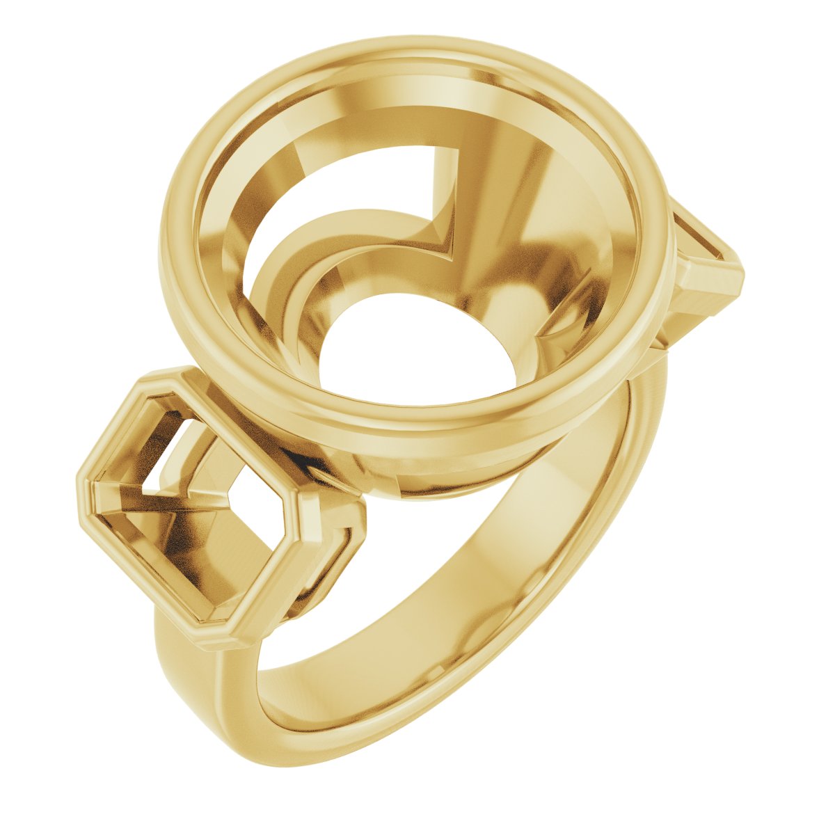 Bezel-Set Three-Stone Engagement Ring