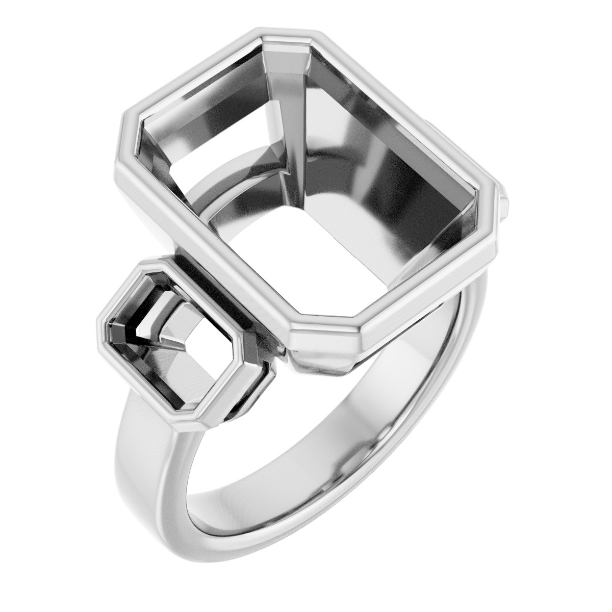 Bezel-Set Three-Stone Engagement Ring