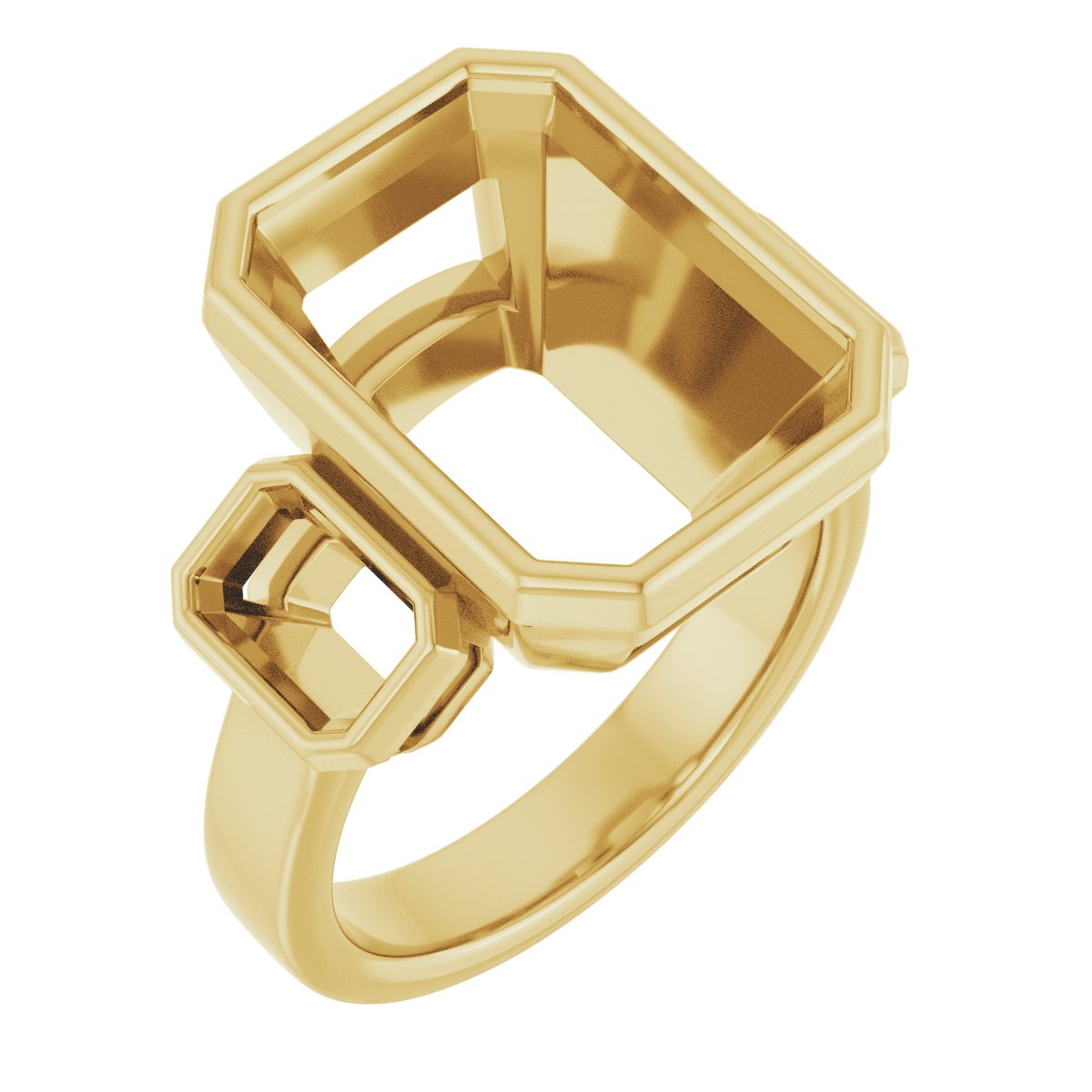 Bezel-Set Three-Stone Engagement Ring