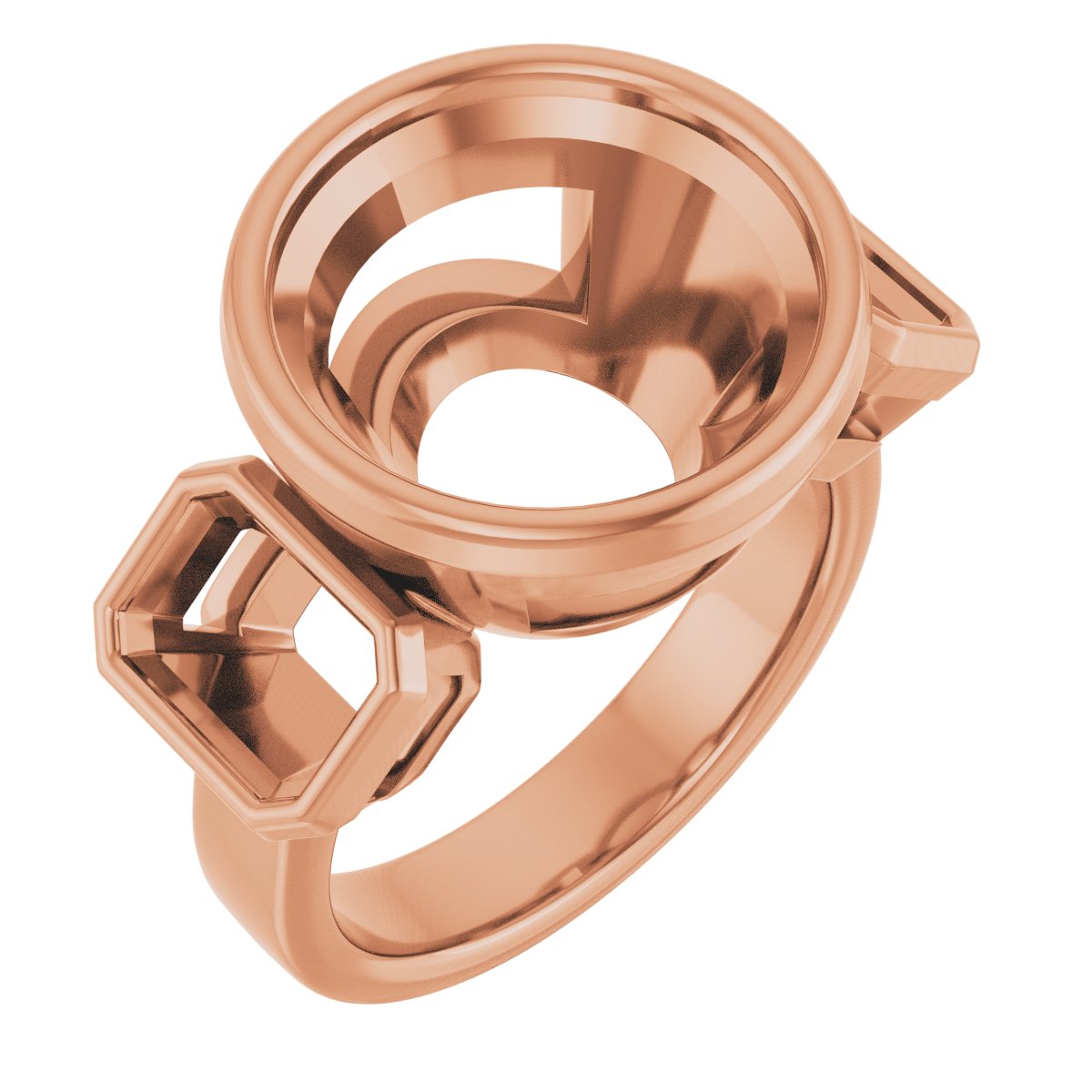 Bezel-Set Three-Stone Engagement Ring