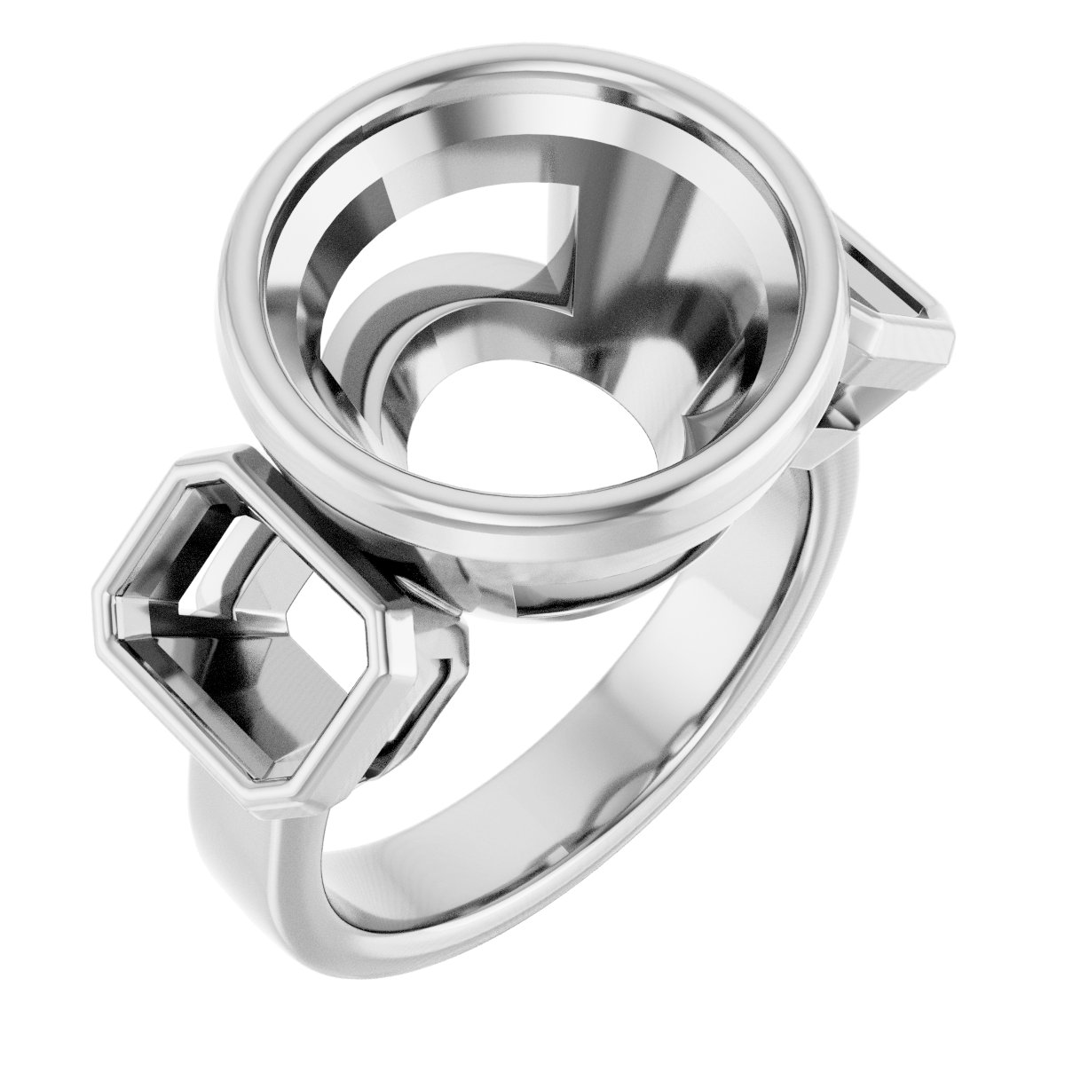 Bezel-Set Three-Stone Engagement Ring
