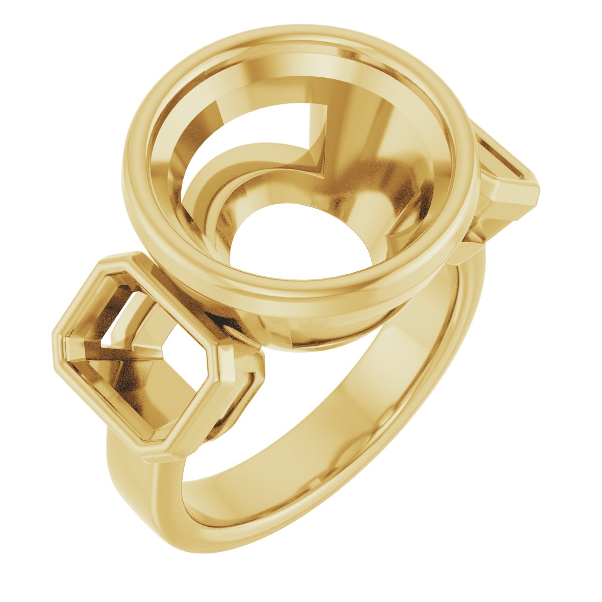 Bezel-Set Three-Stone Engagement Ring