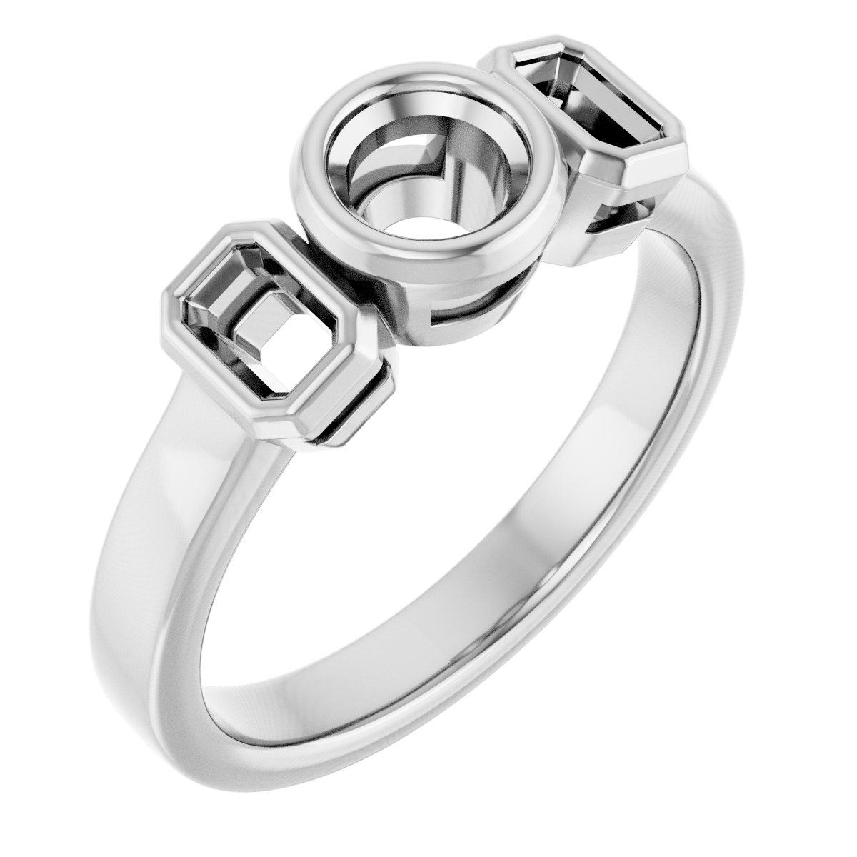 Bezel-Set Three-Stone Engagement Ring