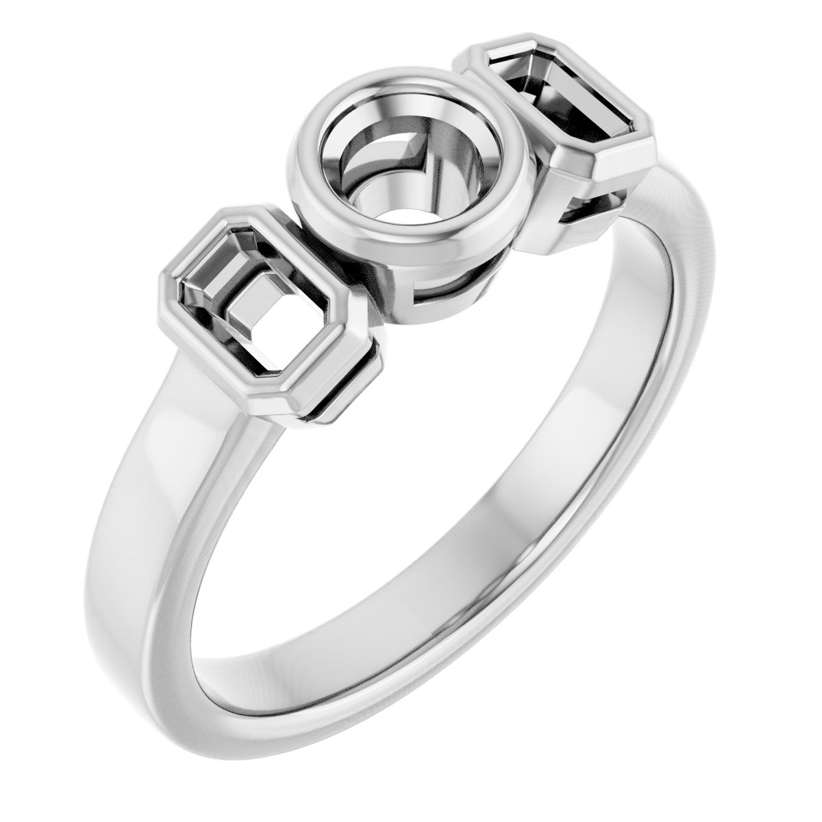 Bezel-Set Three-Stone Engagement Ring