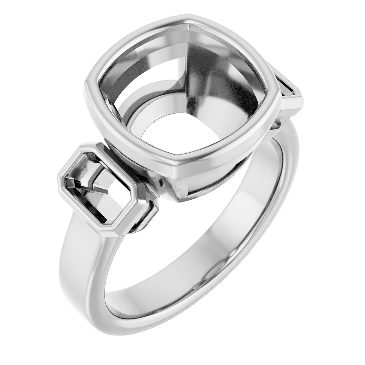 Bezel-Set Three-Stone Engagement Ring