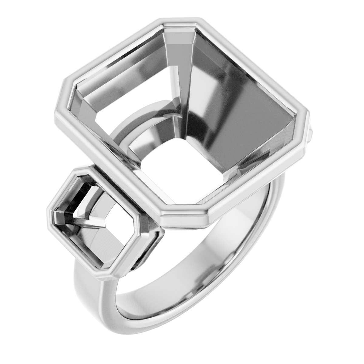 Bezel-Set Three-Stone Engagement Ring