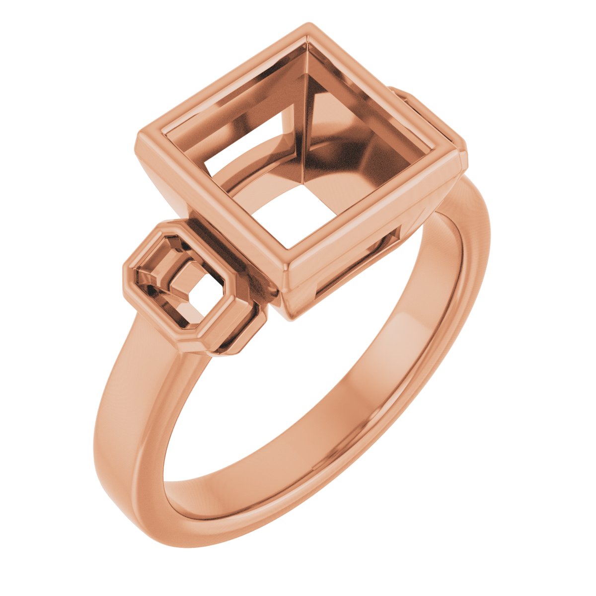 Bezel-Set Three-Stone Engagement Ring