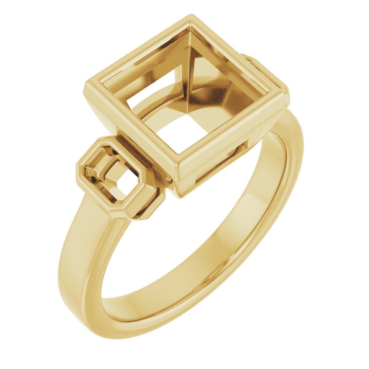 Bezel-Set Three-Stone Engagement Ring