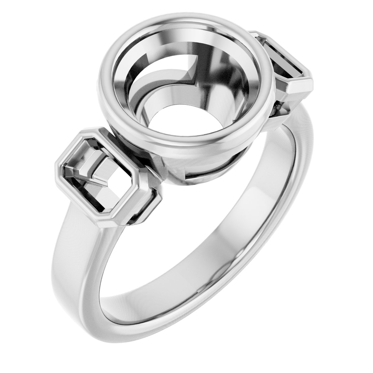 Bezel-Set Three-Stone Engagement Ring