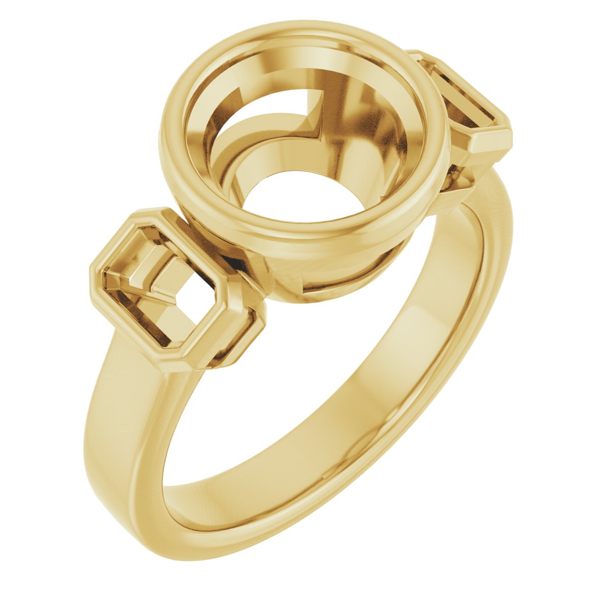 Bezel-Set Three-Stone Engagement Ring