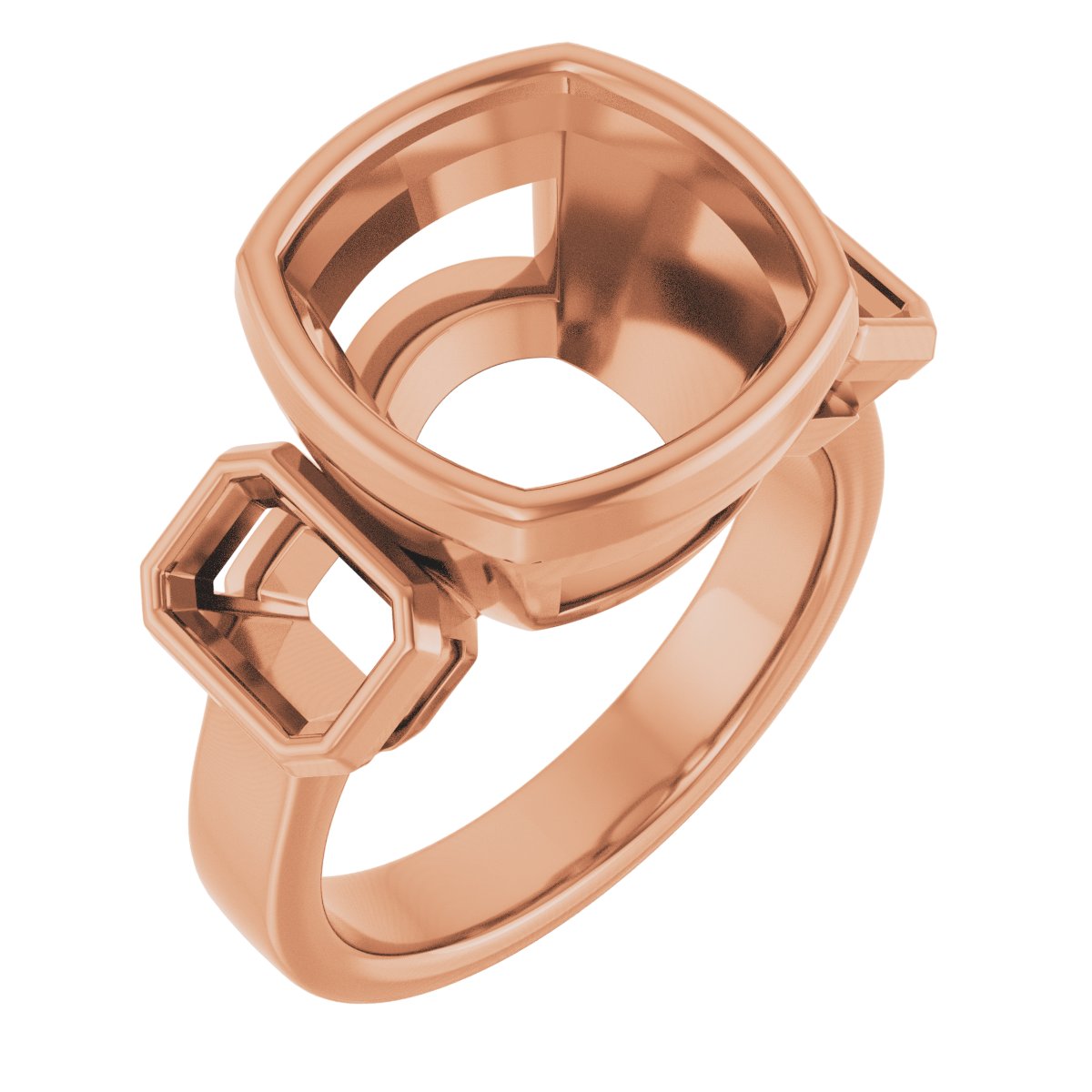 Bezel-Set Three-Stone Engagement Ring