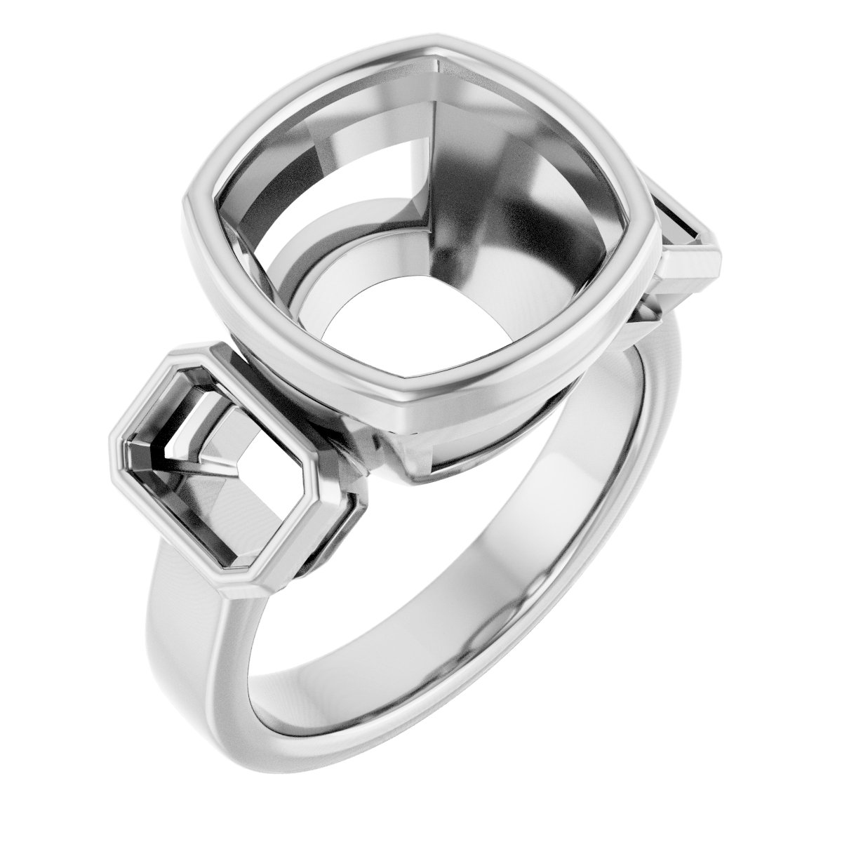 Bezel-Set Three-Stone Engagement Ring