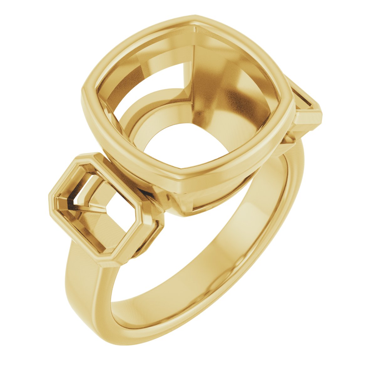 Bezel-Set Three-Stone Engagement Ring