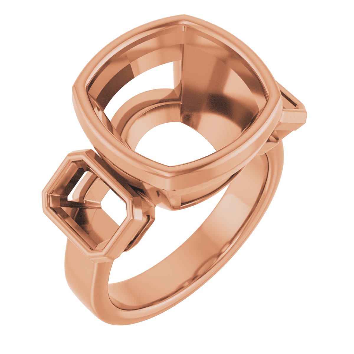 Bezel-Set Three-Stone Engagement Ring