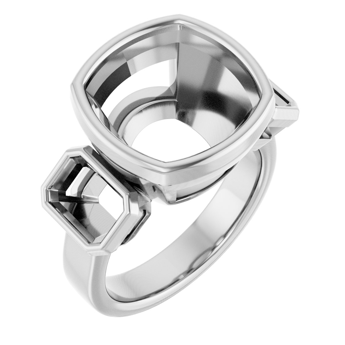 Bezel-Set Three-Stone Engagement Ring
