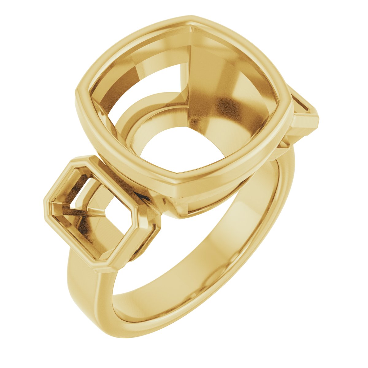 Bezel-Set Three-Stone Engagement Ring