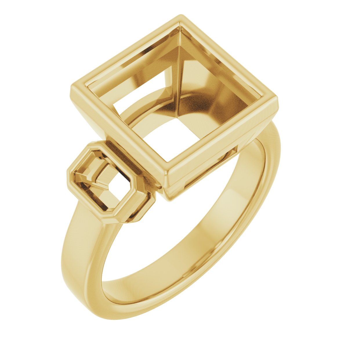 Bezel-Set Three-Stone Engagement Ring