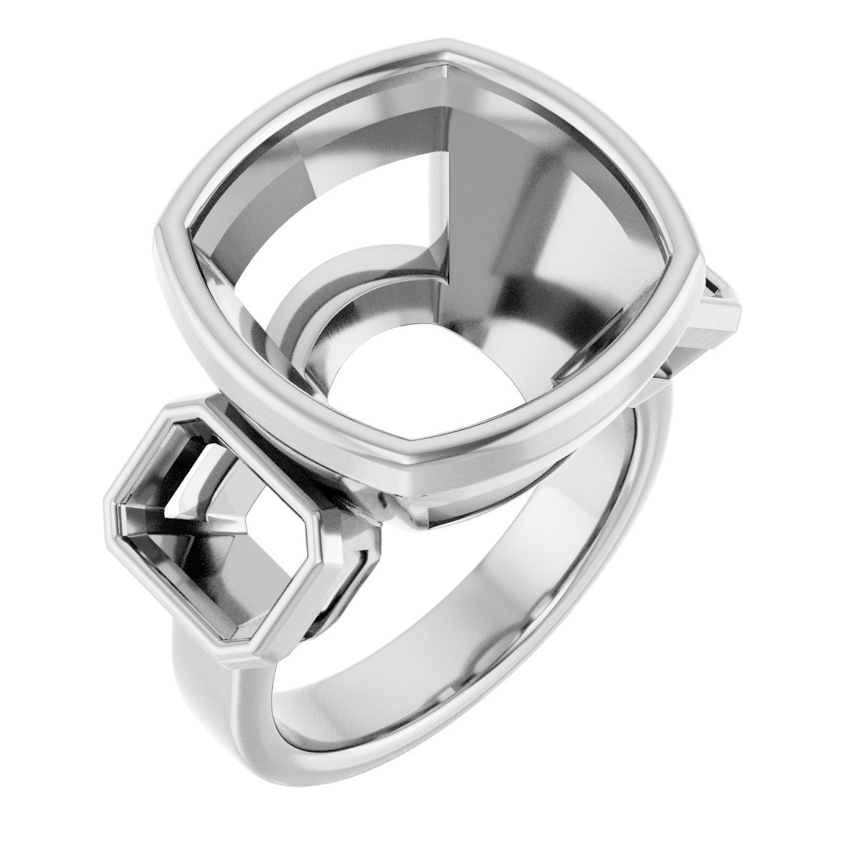 Bezel-Set Three-Stone Engagement Ring