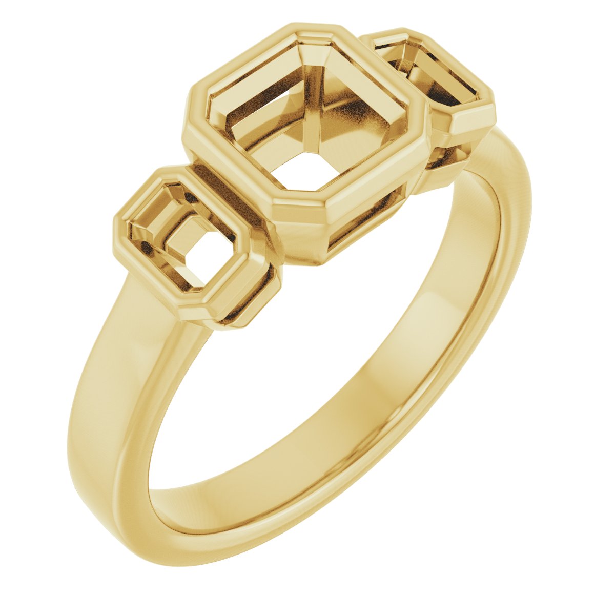 Bezel-Set Three-Stone Engagement Ring