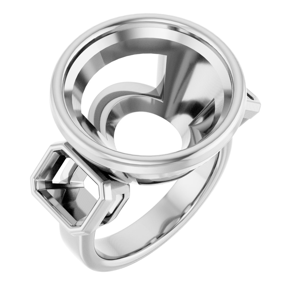 Bezel-Set Three-Stone Engagement Ring