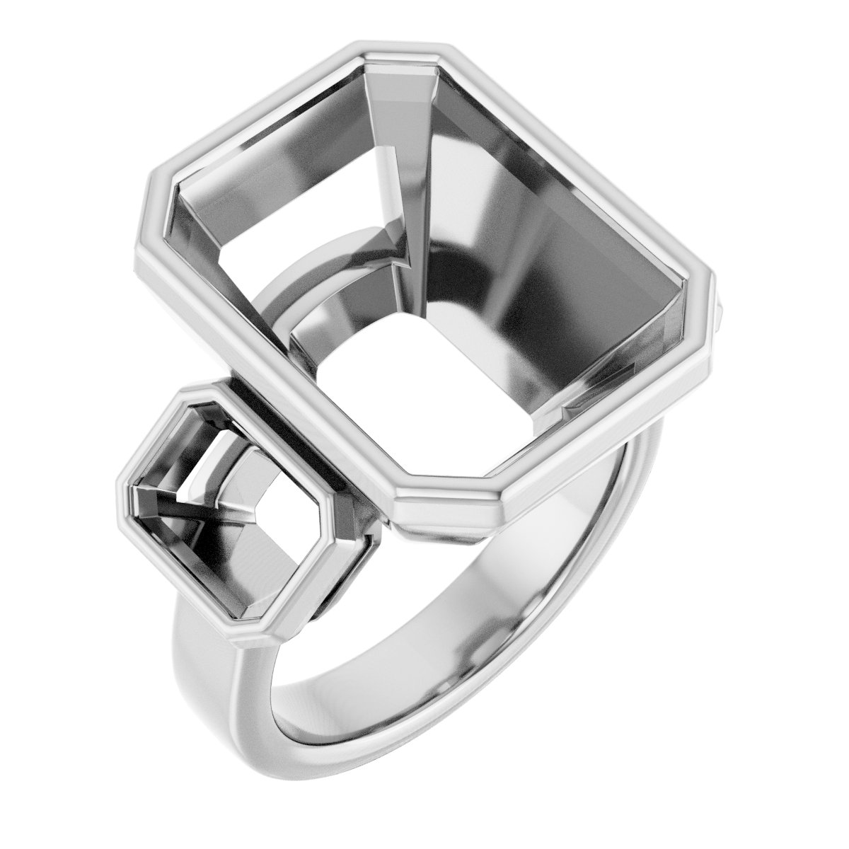 Bezel-Set Three-Stone Engagement Ring